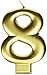 Amscan Birthday Celebration, Numeral #8 Metallic Candle, Party Supplies, Gold, 3 1/4