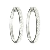 10k White or Yellow Gold Oval Pave Diamond Hoop Earrings (1/2 cttw, J-K Color, I2-I3 Clarity)