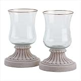 Pack of 6 GOLD-EDGED HURRICANE Candle Holder Lamp