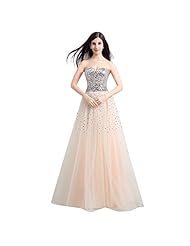 Lace-Up Beaded Sweetheart Tulle Evening Dress 