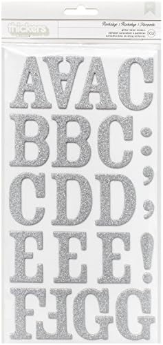 Thickers Glitter Alpha Stickers 5.5"X11" Sheets 5/Pkg -Rockabye- Silver