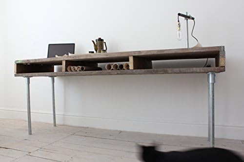 Ellie Reclaimed Scaffolding Board Urban Industrial Chic Long Desk with Built In Storage and Galvanised Steel Legs