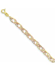 Genuine 14K Two-Tone Oval Link Bracelet 7.25 Inches 1 Grams Of Gold 100% Satisfaction Guaranteed.