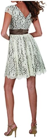Prom Style Mini Mother of the Bride V-Neck Dresses Wedding Guest Gowns Plus Size US 6 Brown
