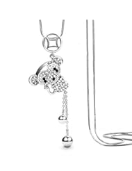 Jewelry: Lucky Monkey Long Chain Pendant Necklace for Women Adjustable Length "31" - Jemry and Jewelry