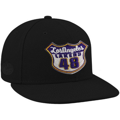 Cheap NBA New Era-ESPN Los Angeles Lakers Black Established Roads Premium Fitted Hat
