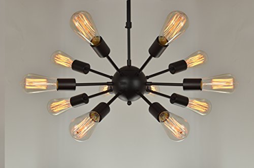 Electro_BP;Vintage Metal Large Chandelier With 12 Lights Black Finish