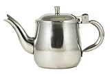 10 oz. (Ounce) Gooseneck Single-Serving Teapot, 18/8 Gauge Stainless Steel