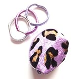 Lilac Leopard print Small Oval Purse & Hair Bands IN7480