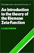 An Introduction to the Theory of the Riemann Zeta-Function (Cambridge Studies in Advanced Mathematics)