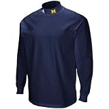 adidas Michigan Wolverines Navy Blue Mock Turtleneck Long Sleeve T-shirt