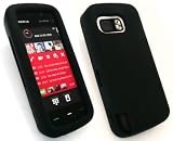 EMARTBUY NOKIA 5800 XPRESS MUSIC SILICON SKIN COVER/CASE PROTECTIVE RUBBER BLACK + SCREEN PROTECTOR