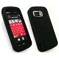 EMARTBUY NOKIA 5800 XPRESS MUSIC SILICON SKIN COVER/CASE PROTECTIVE RUBBER BLACK + SCREEN PROTECTOR