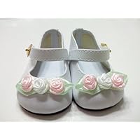Rose Toe White Mary Jane Style Shoes.Fits 18' Dolls like American Girl®