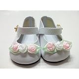 Rose Toe White Mary Jane Style Shoes.Fits 18" Dolls like American Girl®