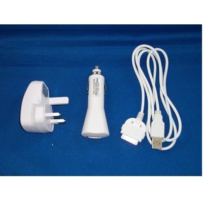 iPod 3 in 1 Charging & Data Kit - House Charger, Car Charger, USB Charger & Data Cable
