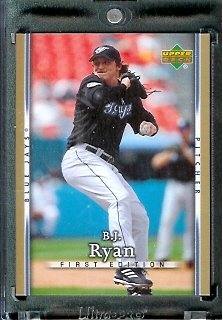 2007 Upper Deck First Edition Baseball Card #166 BJ Ryan Toronto Blue Jays - Mint Condition - In Protective Display Case !