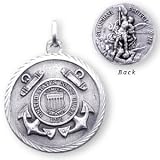 Sterling Silver St Michael United States Coast Guard Medal and 20-inch Chain