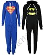 [BATMAN,M/L] NEW LADIES WOMENS MENS SUPERMAN BATMAN ZIP UP HOODED ONESIE PLAYSUIT JUMPSUIT