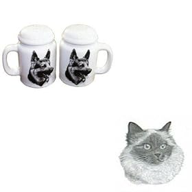 Birman Cat Large Salt and Pepper Shakers, Porcelain by Rosalinde (4') by Porcelain Rosalinde