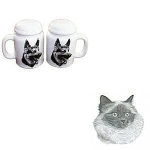 Birman Cat Large Salt and Pepper Shakers, Porcelain by Rosalinde (4') by 