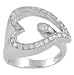 Paris Jewelry Sterling Silver Wrap Style Heart Diamond Ring