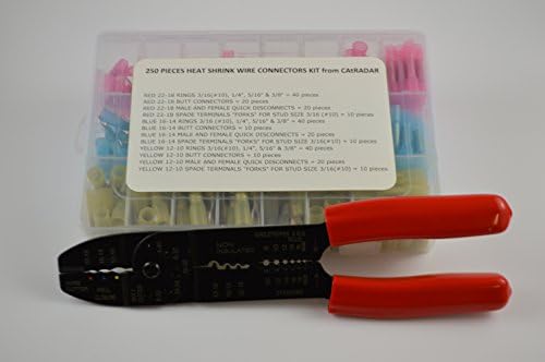 250 Pcs HEAT SHRINK WIRE CONNECTORS KIT and CRIMPING/CUTTING/STRIPPING PLIERS