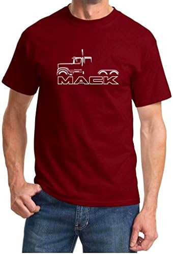 Mack Superliner Truck Classic Outline Design Tshirt large maroon