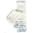 Ema Jane (White with Blue Bows and Ruffles) Baby Legging Leg Warmers
