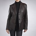 BGSD Women's Classic Three-Button Lambskin Leather Blazer Coat - Misses & Petite