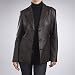 BGSD Women's Classic Three-Button New Zealand Lambskin Leather Blazer in Black or Brown - Misses & Petite image 1