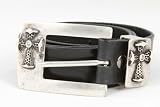Tobacco Road Rock Star Style Black Belt Cross Metal Buckle
