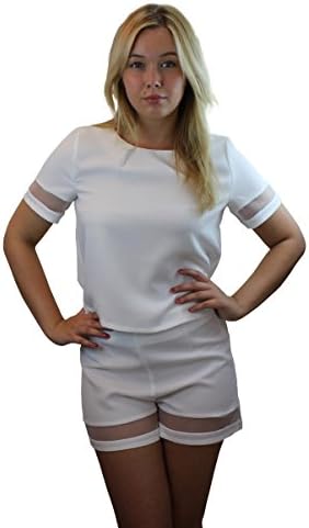 Girltalk Clothing Co-ord Mesh Panel Cut Out Short And Top Twin Set