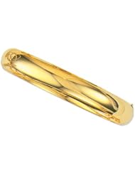 14K Yellow Gold 07" 10.0mm Plain Polish Round Domed Classic Bangle With Clasp