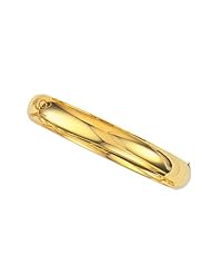 14K Yellow Gold 08" 10.0mm Plain Polish Round Domed Classic Bangle With Clasp