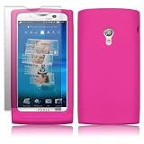 SONY ERICSSON XPERIA X10 SOFT SILICON SKIN CASE - HOT PINK, WITH SCREEN PROTECTOR PART OF THE QUBITS ACCESSORIES RANGE