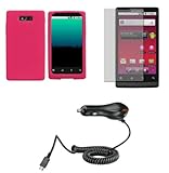 Motorola Triumph (Virgin Mobile) Premium Combo Pack - Hot Pink Silicone Sof ....