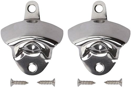 Wall Mounted Bottle Opener (2 Pack) - Stainless Steel Bottle Opener with 4 Mounting Screws - Classic Wall Beer Bottle Opener
