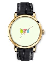 SPRAWL Aanalog Fashion Series Gold Ladies Watches of Genuine Black Leather Strap,Unique Wrist Watch for Women Girls Designed with Palette