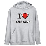 Hoodie Mens Heather Gray I love Math Rock  Music