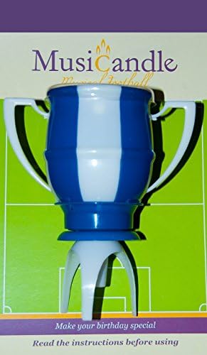 Musical Football Trophy Birthday Candle - Blue & White by MusiCandle