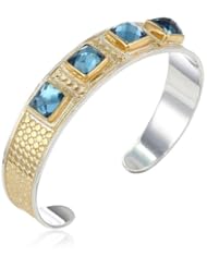 Anna Beck Designs "Gili London Blue Quartz" 18k Gold-Plated Blue Quartz Cushion Cuff Bracelet, 7.5"