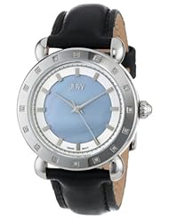 JBW Womens J6265A  16 Diamond Bezel Black Genuine Leather Band Watch