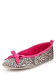 Animal Print Bow Ballerina Slippers