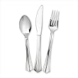 Plastic Cutlery, 25 ea Forks/Knives/Spoons, 75/PK, Silver