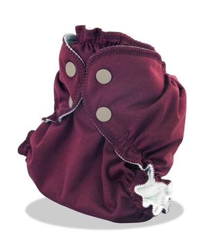 AppleCheeks 2-Size Envelope Cloth Diaper Cover (Size 1 (7-20 lbs), Beet It (light grey snaps))