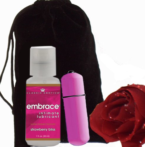 Pink Power Bullet Breeze Wireless & Waterproof 3 Speed 3/4 By 2.25 Vibrator Massager PLUS Strawberry Bliss Lubricant & Black Travel Bag Batteries Included