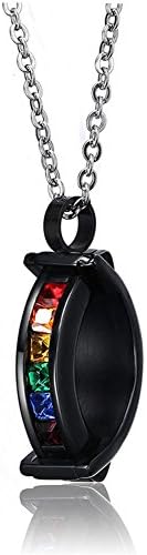 Foreasy Rainbow Rhinestone Necklace Pendants Stainless Steal