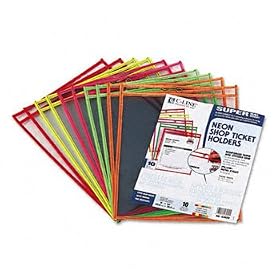 New-C-Line 43920 - Shop Ticket Holders, 9 x 12, Clear w/Neon Stitching, 10/Box - CLI43920