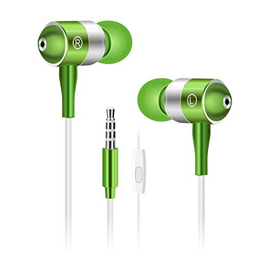 Earphones, Noot® NOOTBUDS ND-T22-Green Premium Earbuds [Noise Isolating] with Mic Stereo headphone | Earphone - Made for iPhone | iPod | iPad | Android Smartphone | MP3 Players - 24 Month Warranty